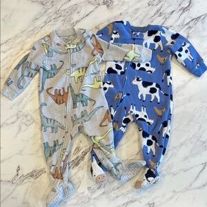 Kids Dinosaur and Cow Print Fleece One Piece Set